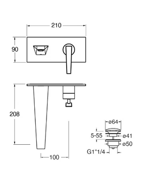 FRACTAL CRIFT258 - Wall-mounted washbasin mixer with plate by CRISTINA Rubinetterie - view 3